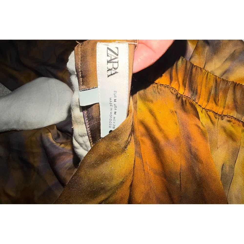 ZARA ZW Collection Bosmali Wide Leg Pants Sz M Viscose Boho Hippie Dopamine - Picture 9 of 10